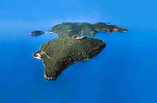 View from above of Skorpios - owned by Aristotle Onassis  